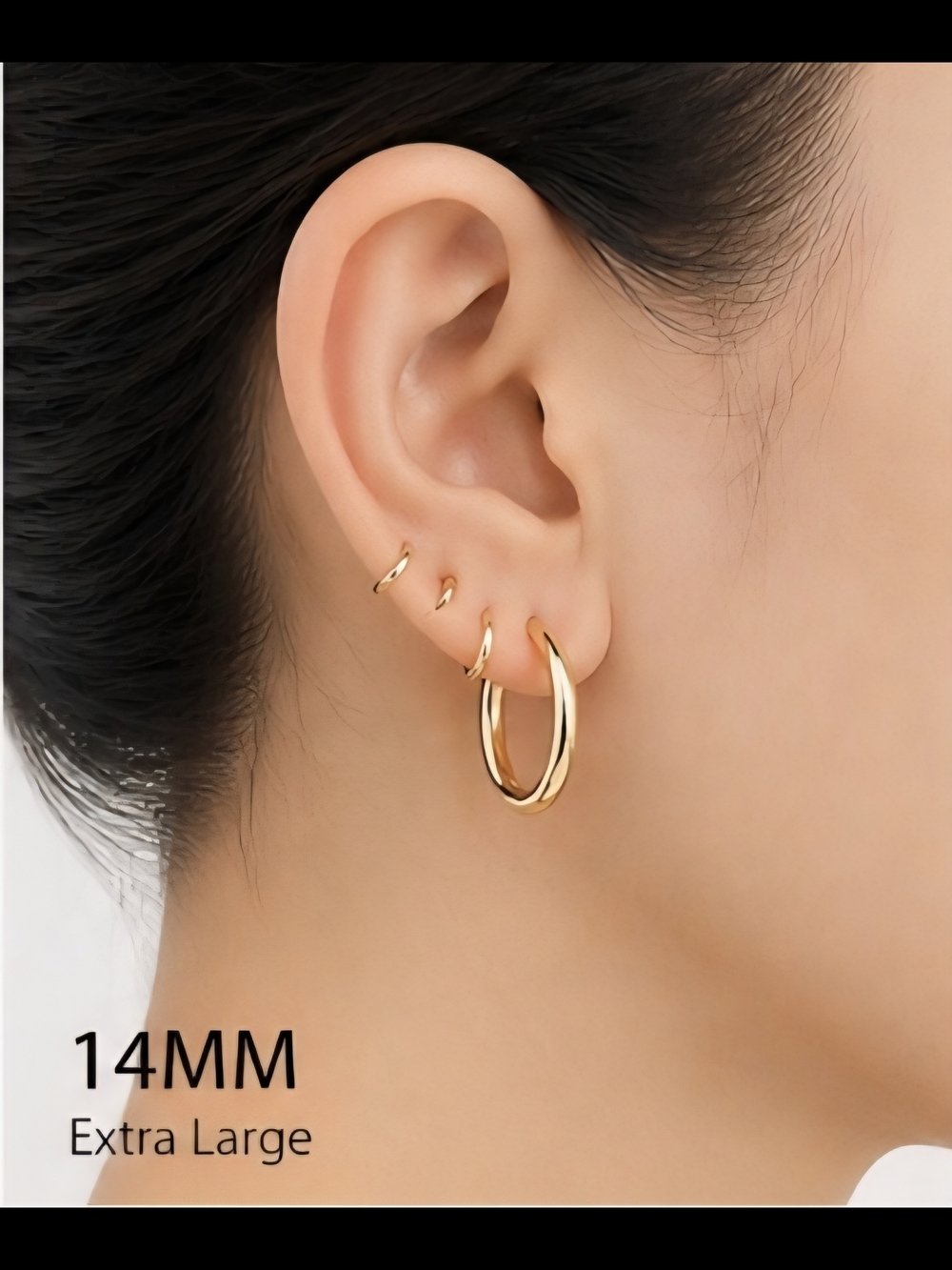14K Gold Plated Huggie Hoop Earrings Pick Size 6mm 8mm 10mm 12mm 14mm NWT - Picture 5 of 10